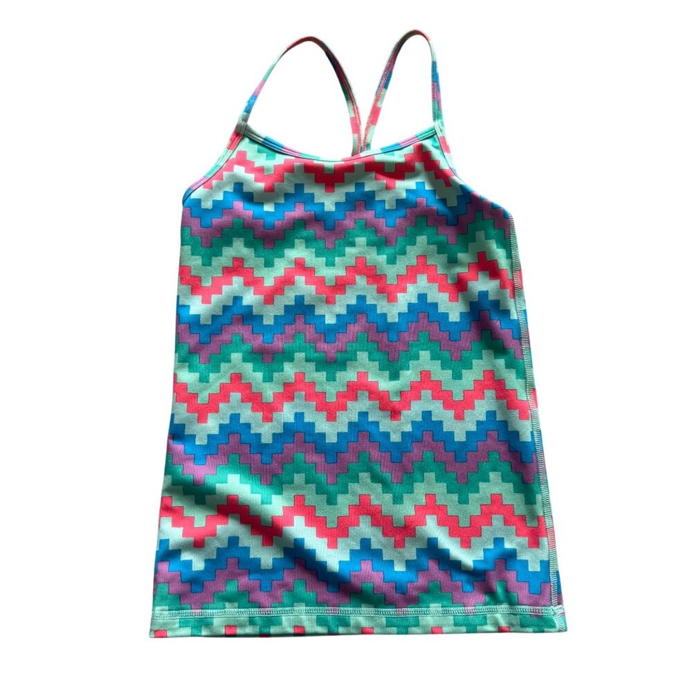 Ivivva Girls By Lululemon Power Y back Chevron Pattern Multicolor Tank Top 8